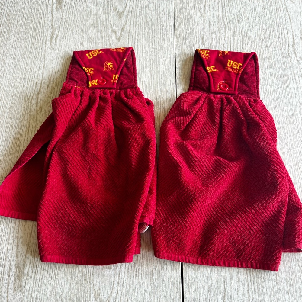 Set of 2 Handmade USC Trojan Kitchen Towels!